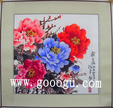 牡丹富貴蘇繡，蘇州刺繡牡丹畫(huà)，鎮(zhèn)湖蘇繡廠