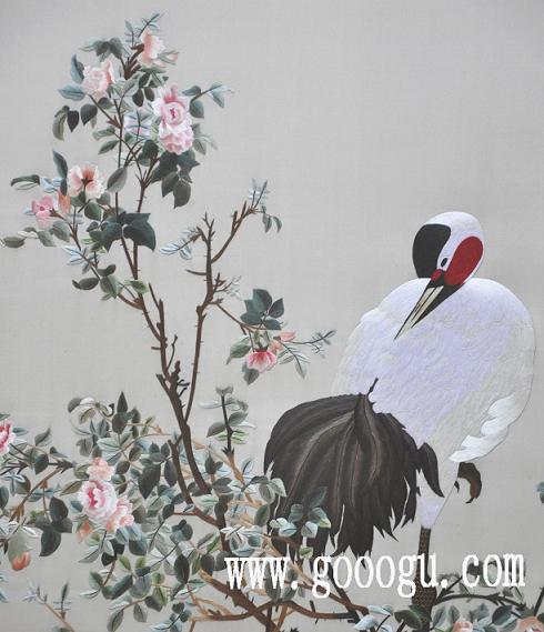 郎世寧《花蔭雙鶴圖》，蘇繡，蘇州刺繡，手工刺繡，高檔刺繡畫