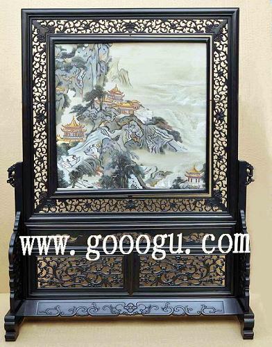 山水雙面繡，山水蘇繡精品，刺繡山水?dāng)[件收藏品