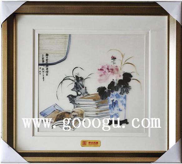蘇繡靜物畫，手工刺繡線條靜物畫，高檔蘇繡畫