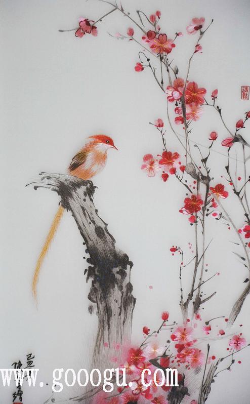 蘇繡精品，梅蘭竹菊，梅：刺繡細(xì)節(jié)