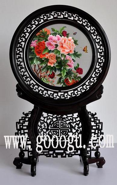 牡丹刺繡精品，牡丹雙面繡高檔，蘇州刺繡精品