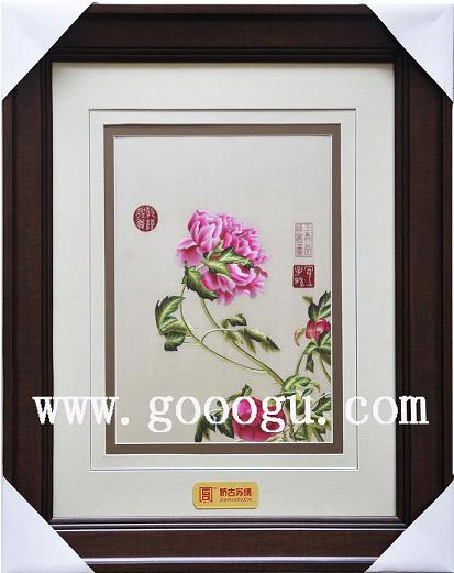 蘇繡精品，郎士寧仙萼長春圖牡丹畫，刺繡名畫