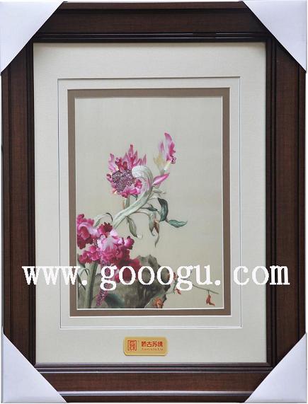 蘇繡精品，郎士寧仙萼長春圖，雞冠花